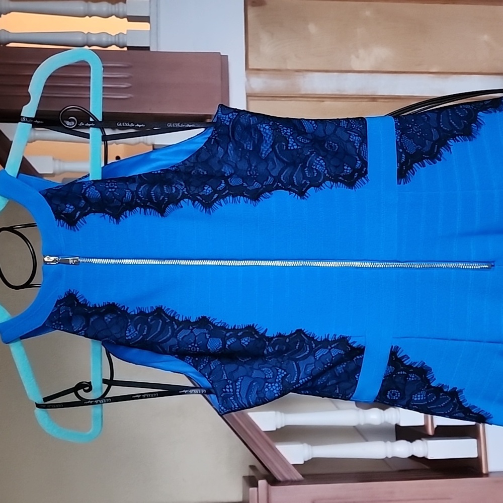 Guess Mini Dress ๐ size 4 Blue color-black lace - Picture 10 of 17